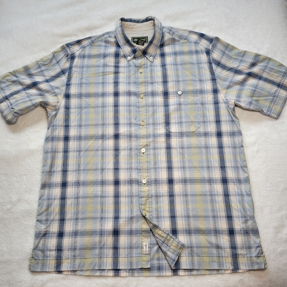 Eddie Bauer Shirt Mens XLT Lot Of 2 Button Up Plaid Blue Classic Fit Short Sleev - Picture 2 of 10